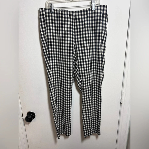 j.jill cotton stretch black and white gingham checker pants ankle length size 8p - Picture 1 of 10
